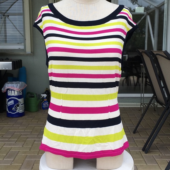 Ann Taylor Long Knit Nipped Waistline Black Trim - Picture 1 of 6